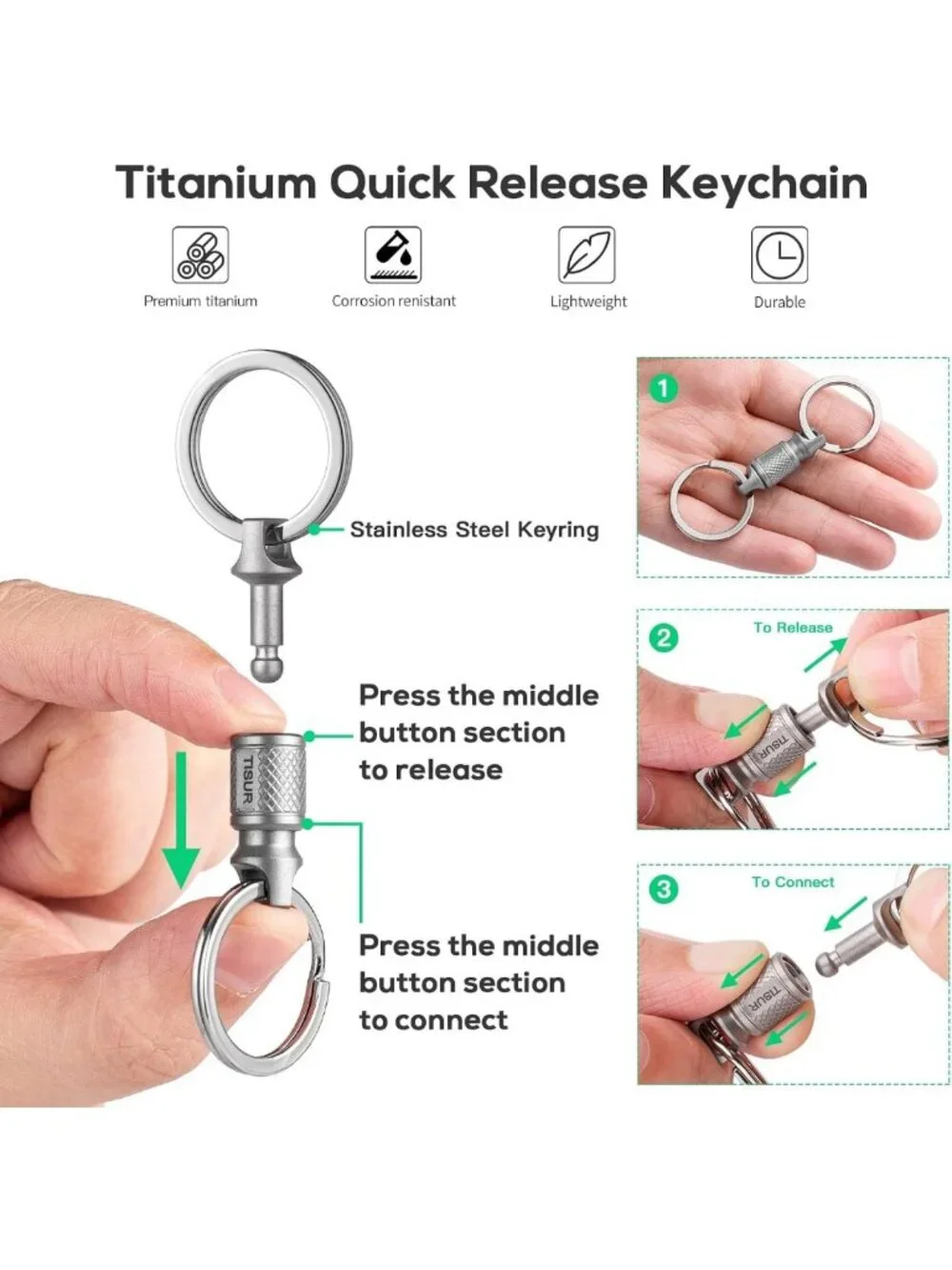 Detachable Titanium Quick Release Keychain - Lightweight, Durable Key Ring
